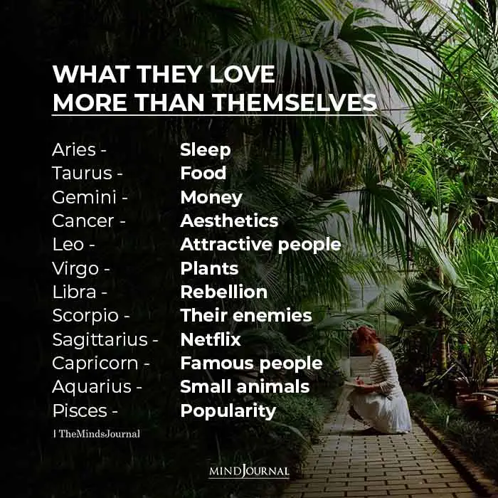 Gotta love something when it gets hard to love ourselves. What do you love more than yourself based on your zodiac sign?
