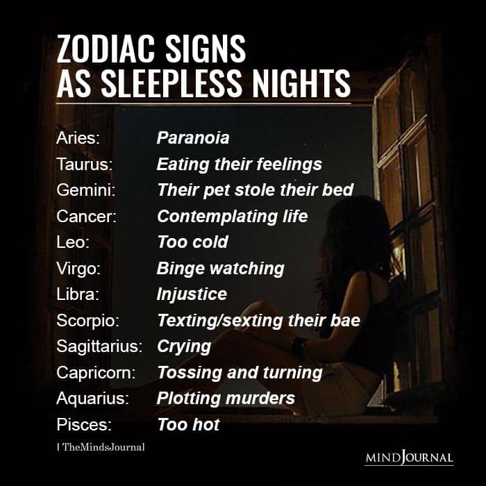 Zodiac Signs As Sleepless Nights