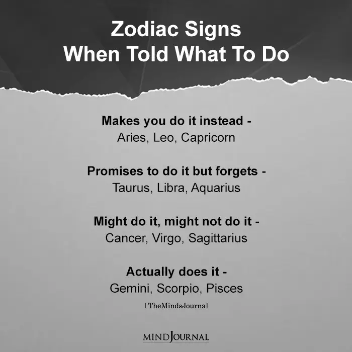 Zodiac Signs When Told What To Do