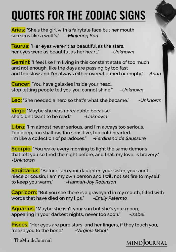 Best Quote For Each Zodiac Sign￼￼