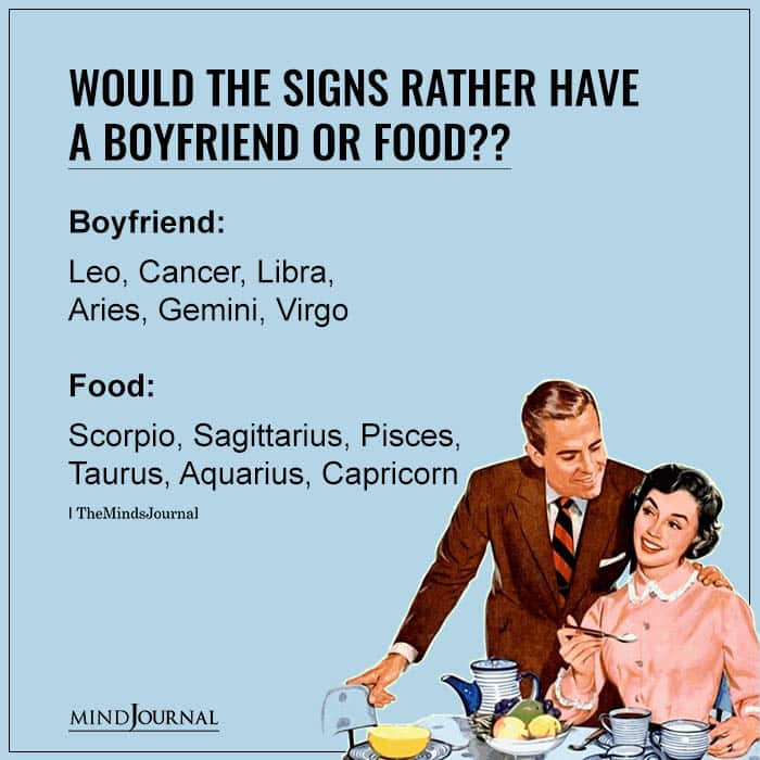 Boyfriend Vs Food What Do The Zodiac Signs Choose