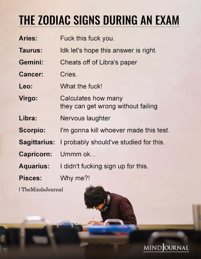 The Zodiac Signs During An Exam