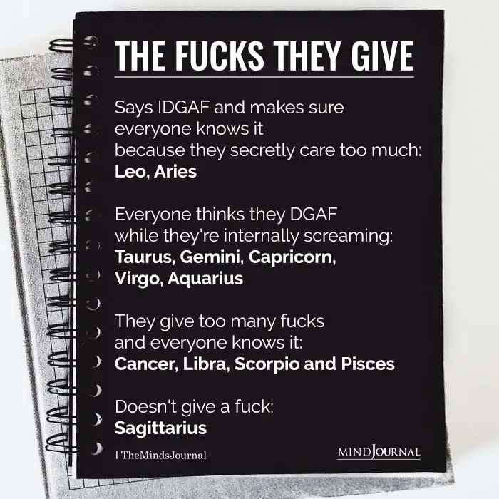 The Zodiac Signs & The Amount Of Fucks They Give