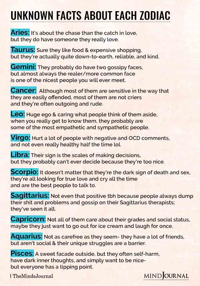 Unknown Facts About Each Zodiac Sign
