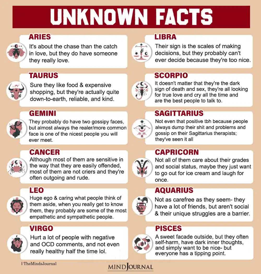 Unknown Facts About Each Zodiac Sign
