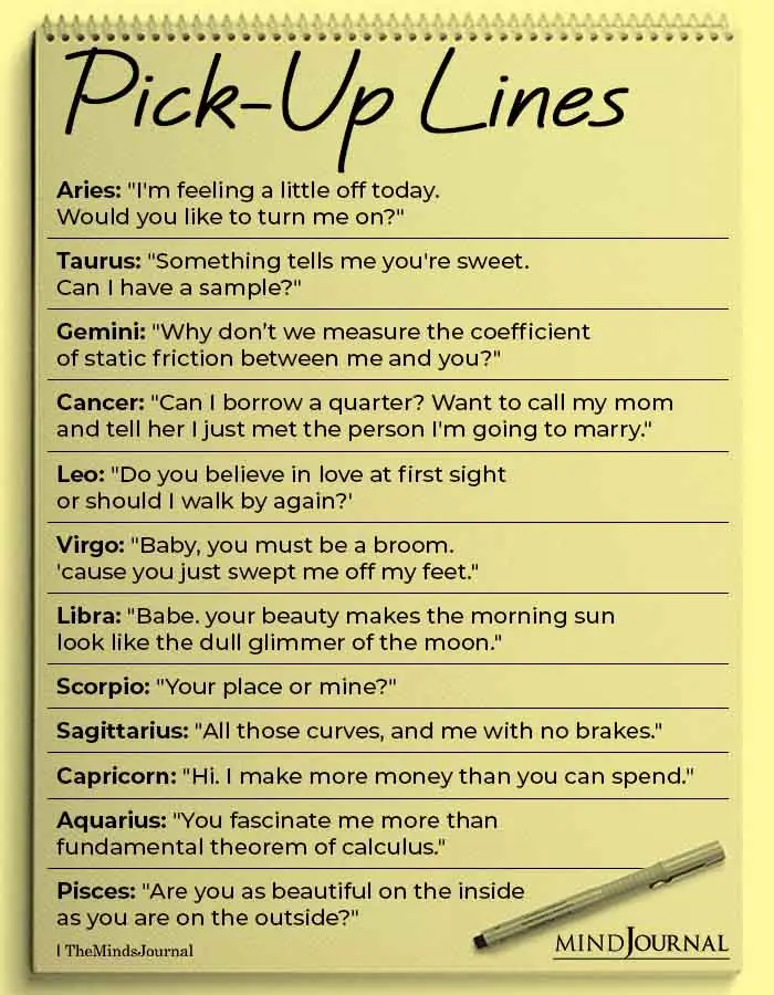 Pick-up Lines The Zodiac Signs Would Use

