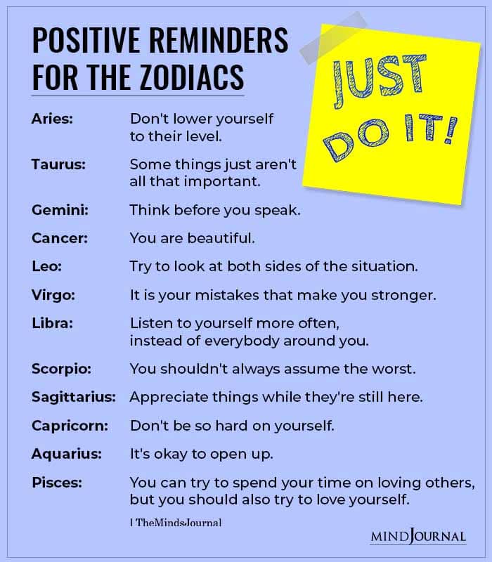Positive Reminders for the Zodiacs