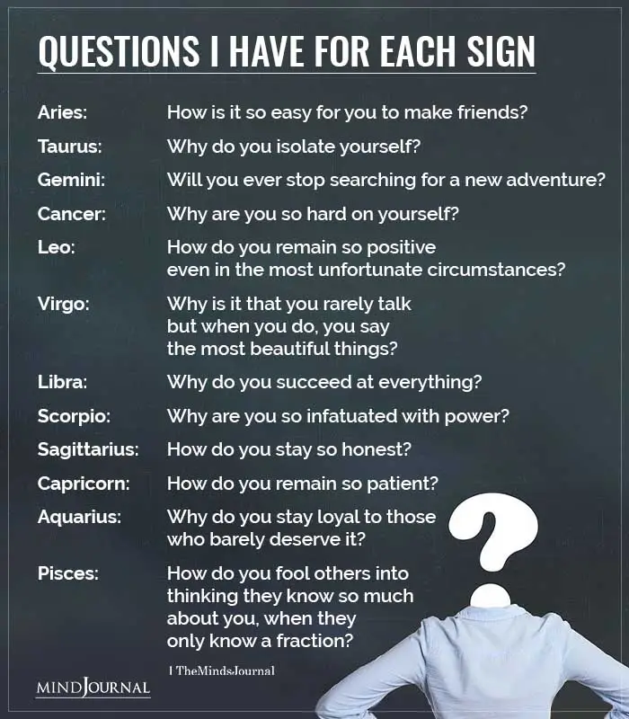 Questions I Have For Each Zodiac Sign