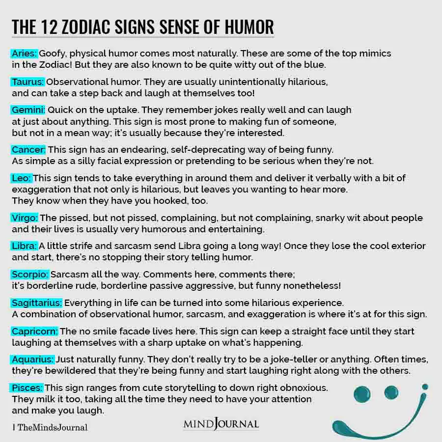 The 12 Zodiac Signs Sense Of Humor