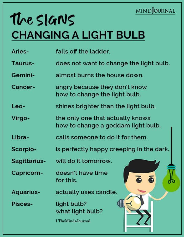 The Zodiac Signs Changing A Light Bulb