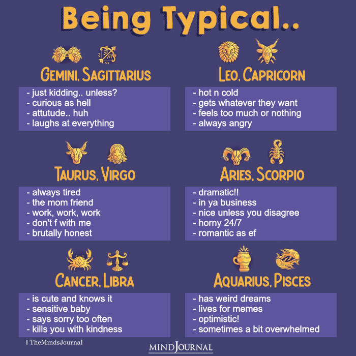 Typical Characteristics Of Zodiac Sign