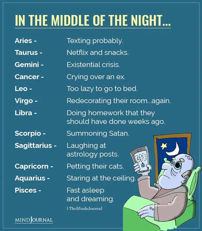 What Each Zodiac Sign Does In The Middle Of The Night