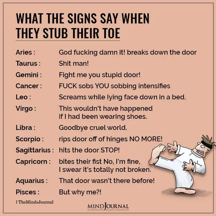 What The Signs Say When They Stub Their Toe