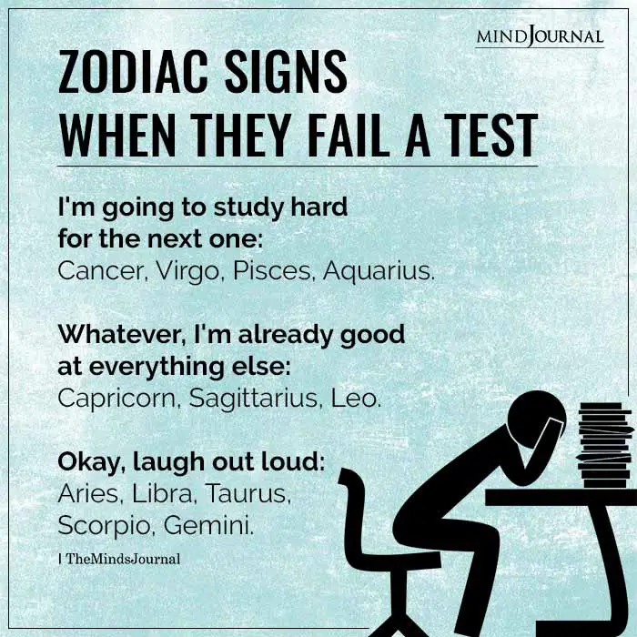 Zodiac Signs When They Fail A Test