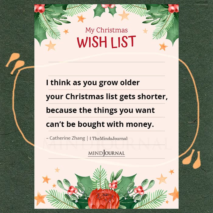 As You Grow Older Your Christmas List Gets Shorter