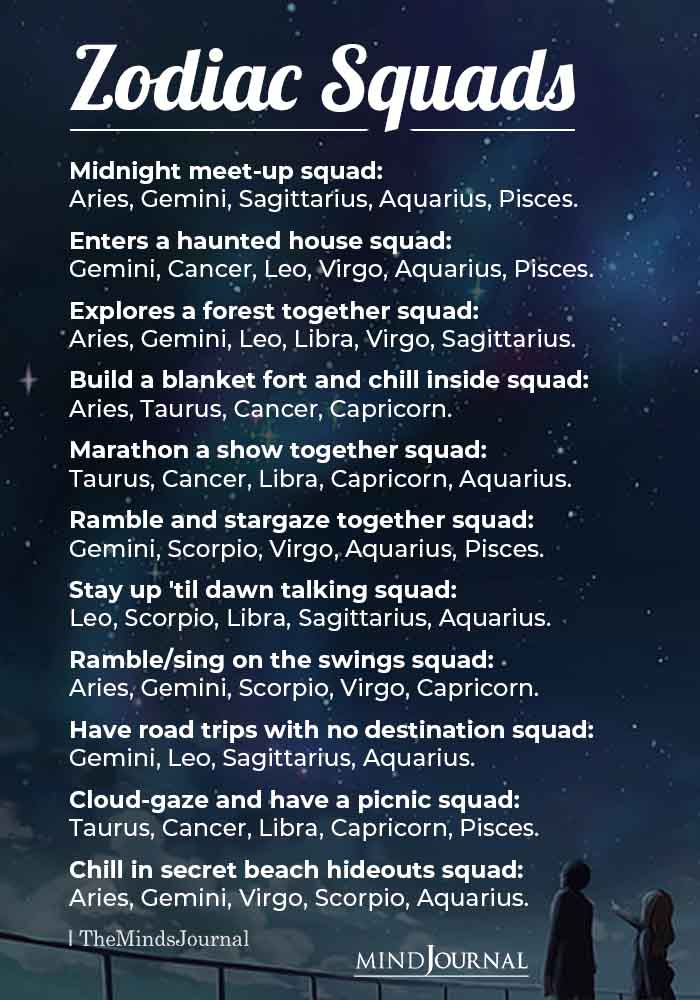 Different Squads and the Zodiac Signs