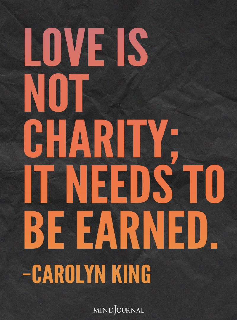 Love is not charity.