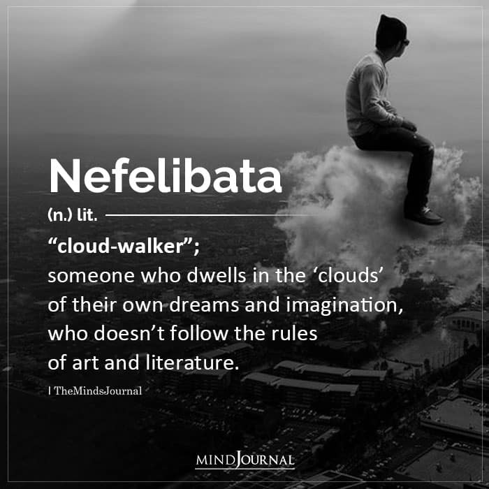 Nefelibata cloud walker or daydreamer