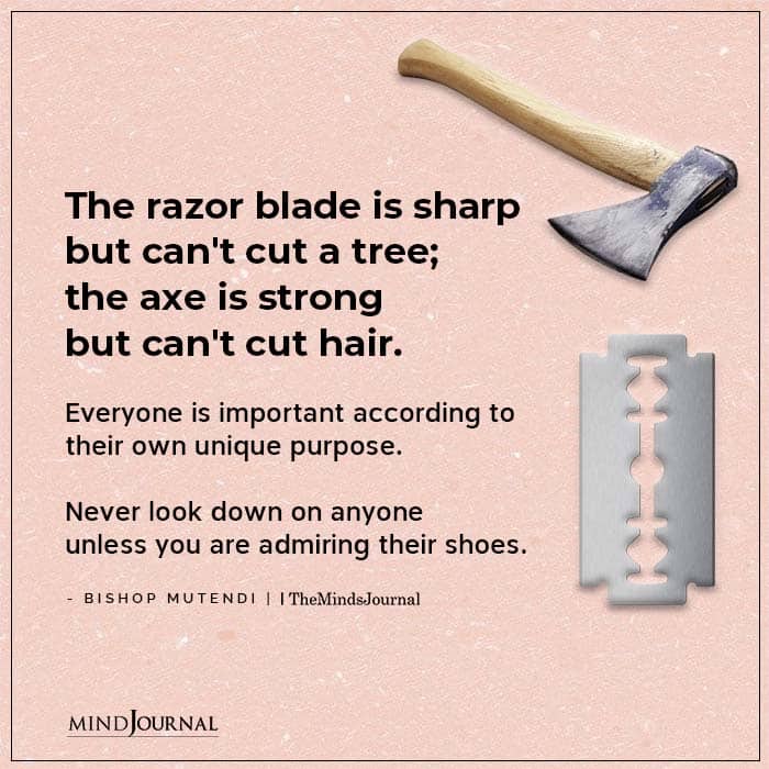 The Razor Blade Is Sharp But Cant Cut A Tree