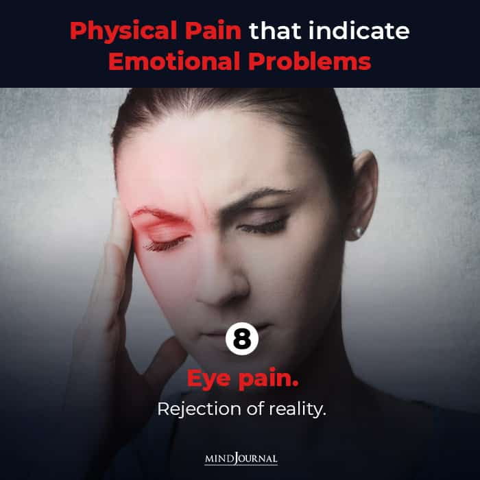 physical pain 
indicating eye pain