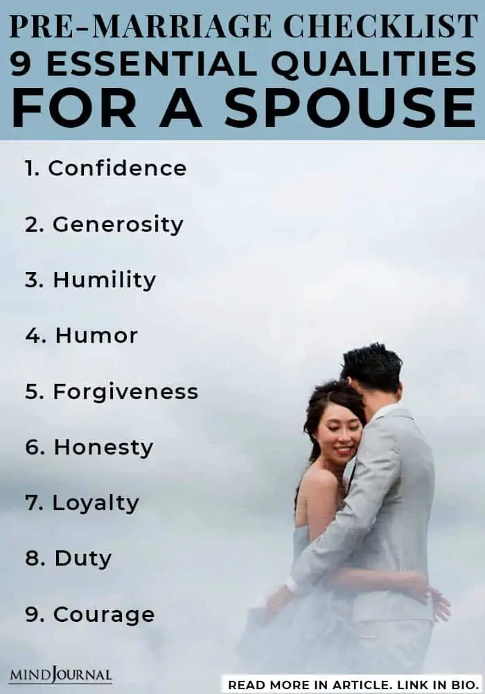 Qualities Spouse PreMarriage Checklist infographic