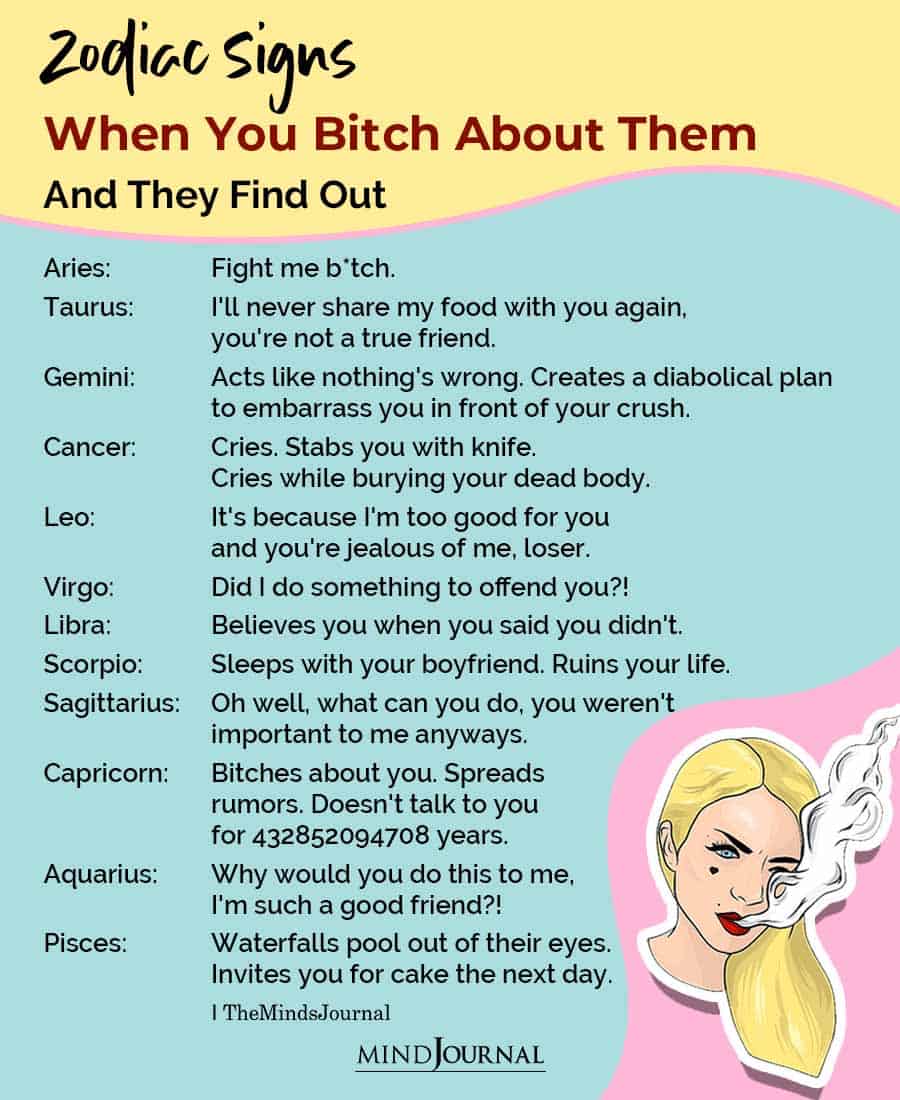Zodiac Signs When You Bitch About Them And They Find Out