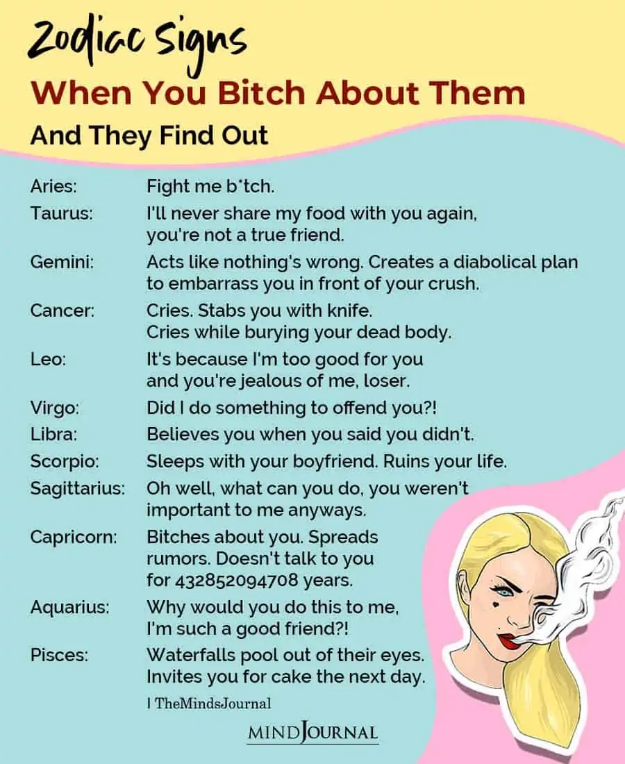 Zodiac Signs When You Bitch About Them And They Find Out