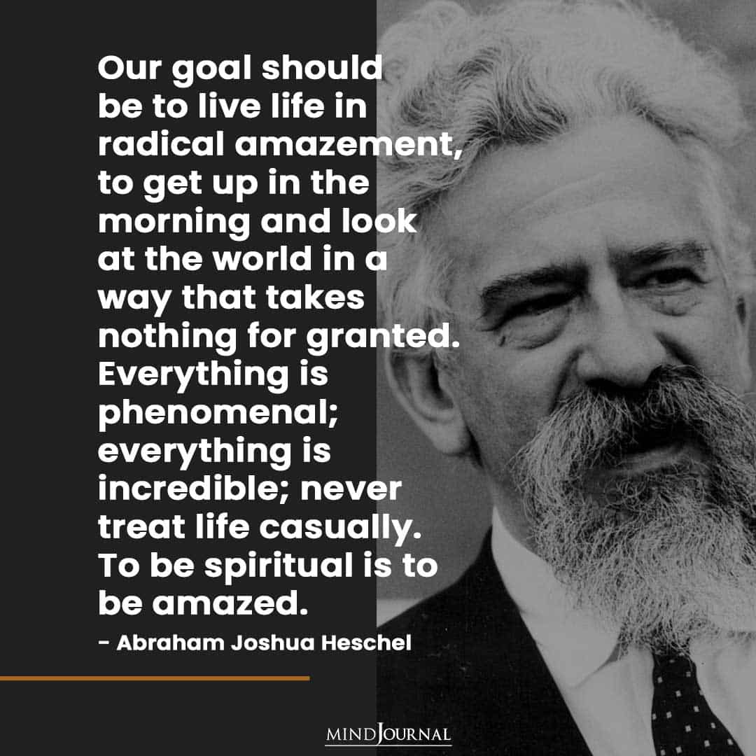 our goal should be to live life in radical amazement.