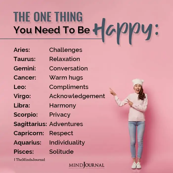 The One Thing Each Zodiac Sign Needs To Be Happy