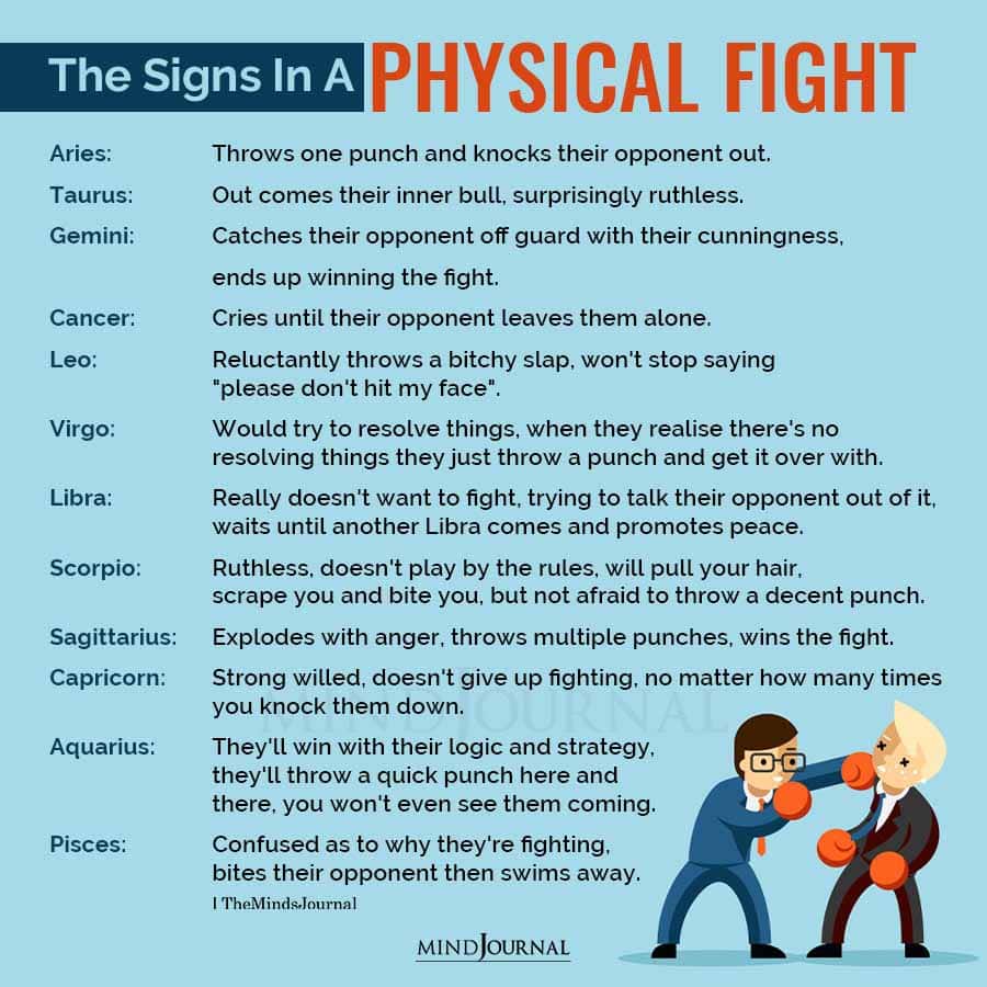 The Zodiac Signs In A Physical Fight