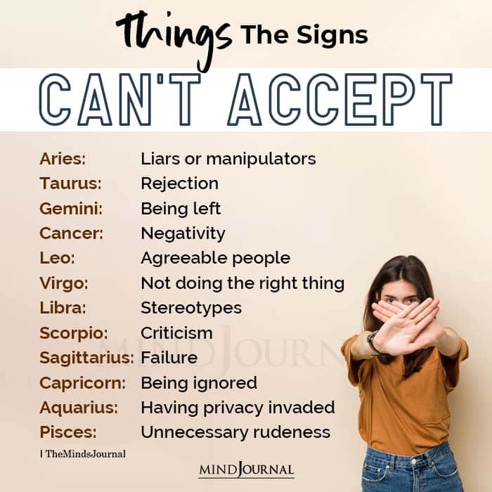 Things The Zodiac Signs Can’t Accept