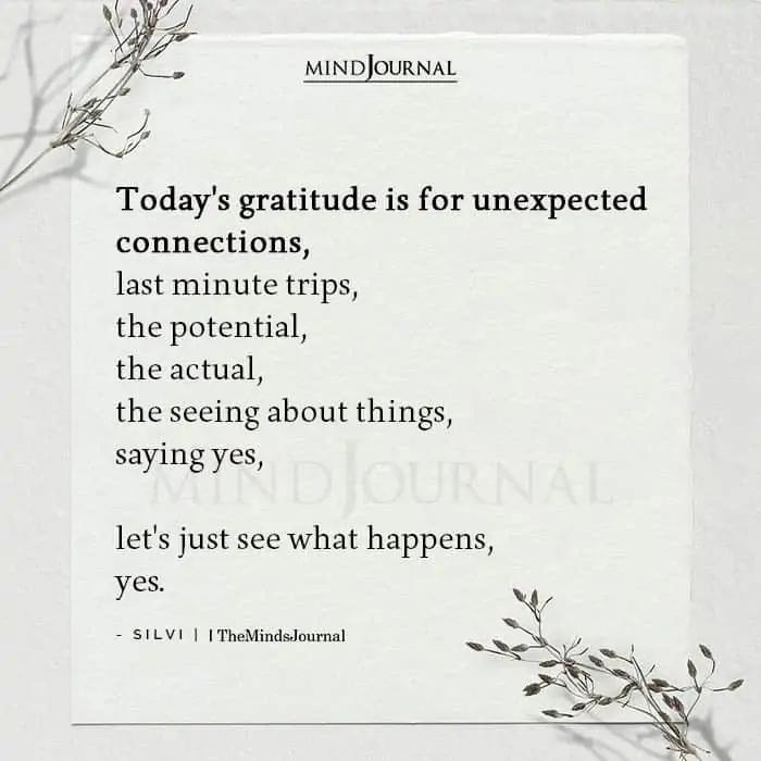 Todays gratitude is for unexpected connections