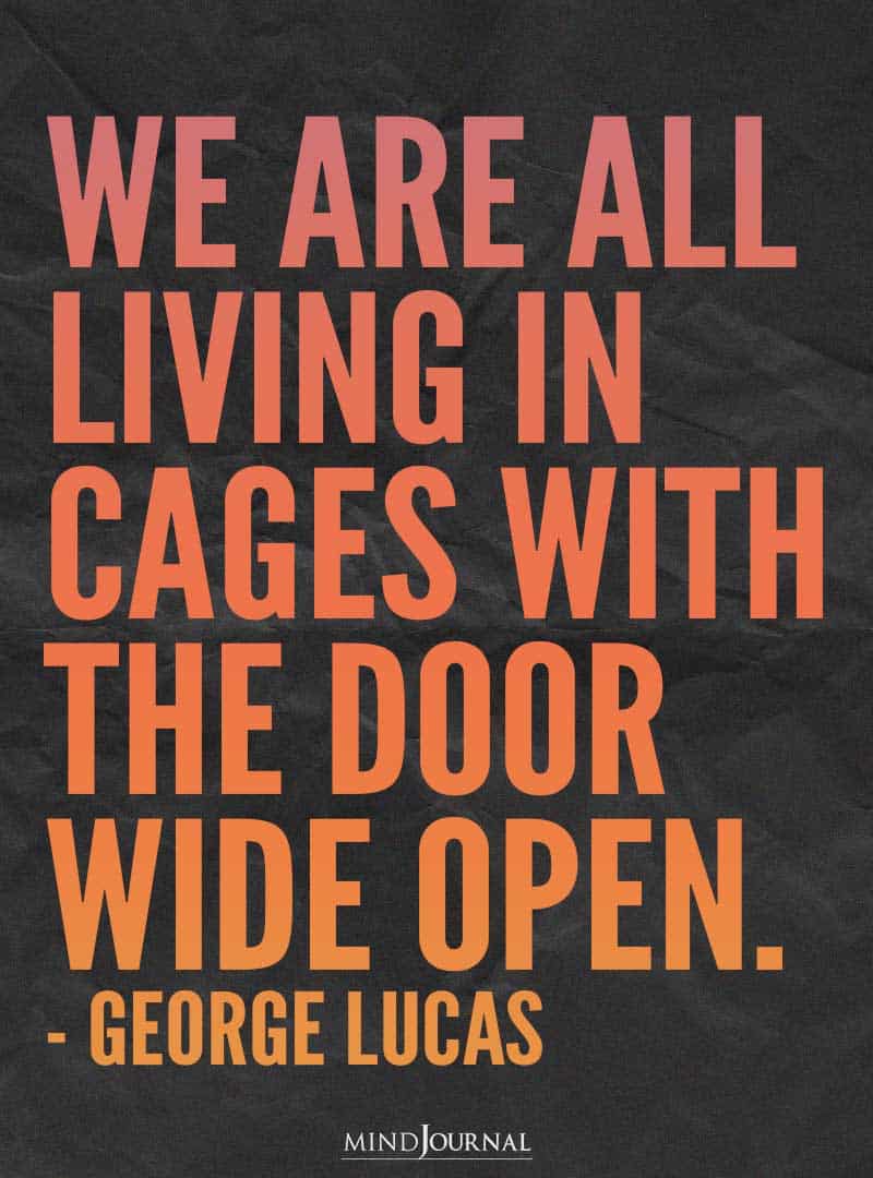We are all living in cages with the door wide open. - George Lucas