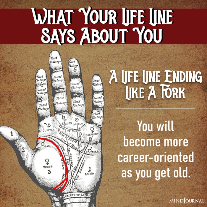 a life line ending like a fork