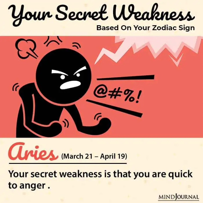 Among the zodiac signs weaknesses Aries have anger issues