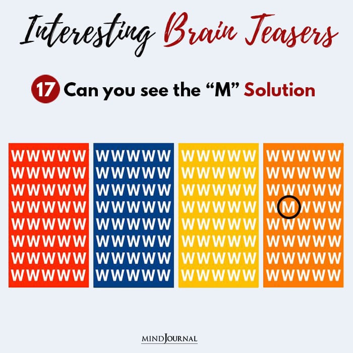 Brain Teasers Know Sharp Eyes see M solution