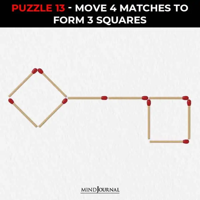 Matchstick Puzzles Test Logic Skills move four sticks form three squares