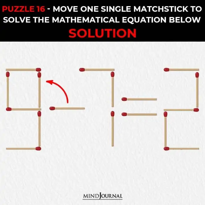 Matchstick Puzzles Test Logic Skills move one stick solve equation solution