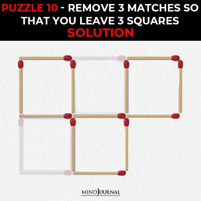 Matchstick Puzzles Test Logic Skills remove leave squares solution
