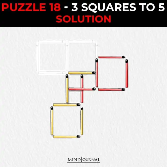 Matchstick Puzzles Test Logic Skills three squares to five solution