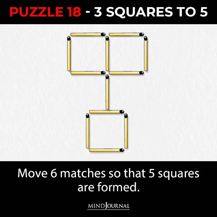 Matchstick Puzzles Test Logic Skills three squares to five