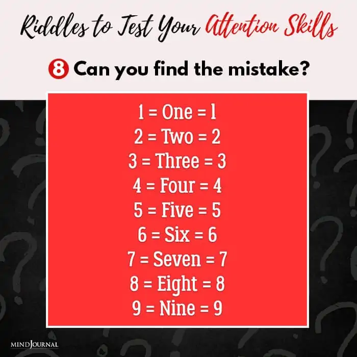 Riddles Test Attention Skills mistake