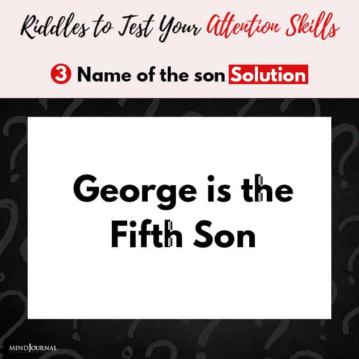 Riddles Test Attention Skills name of son solution