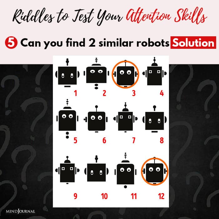 Riddles Test Attention Skills similar robots solution