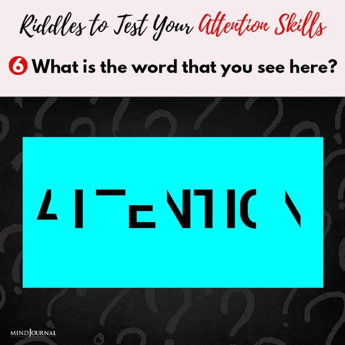 Riddles Test Attention Skills word you see
