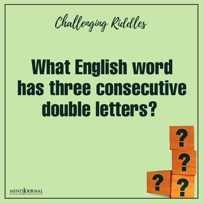 Riddles Test Thinking Power three consecutive double letters