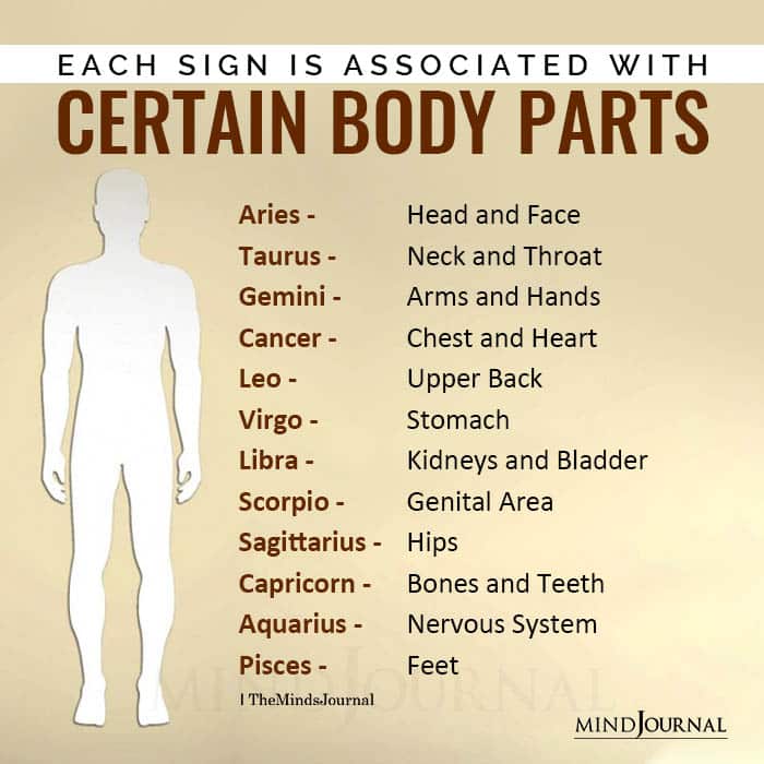 Zodiac Signs Associated With Certain Body Parts