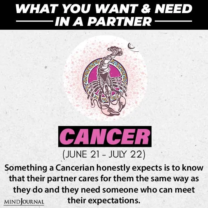 What do you want in your partner based on your zodiac sign Cancer