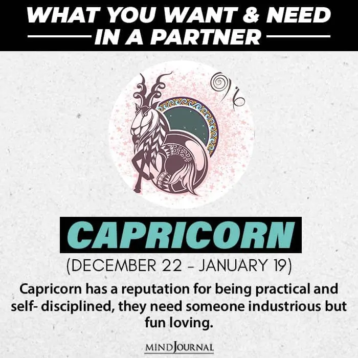 What do you want in your partner based on your zodiac sign Capricorn