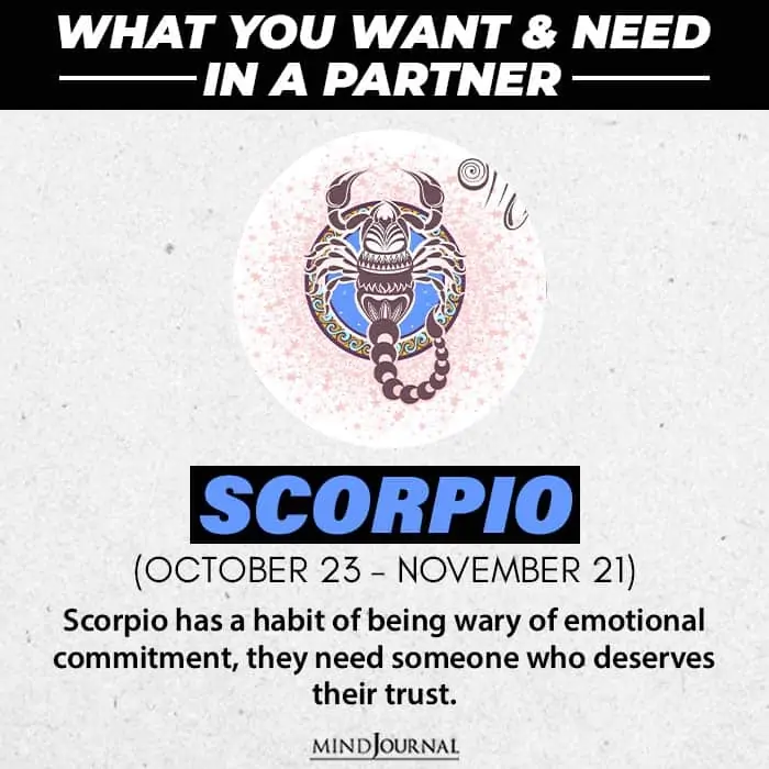 What do you want in your partner based on your zodiac sign Scorpio